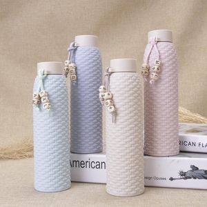 Glass Cup High Quality Similar Rattan Fashion Double Layer Insulated Gift Cup Student Portable Water Bottles Big Capacity Outdoor Use DH0034