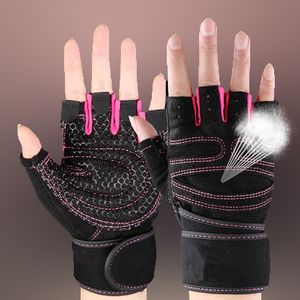 ファッション - 男性女性ハーフフィンガーフィットネスグローブ重量リフティング手袋を保護する手首を訓練する指のない重量挙げスポーツグローブ