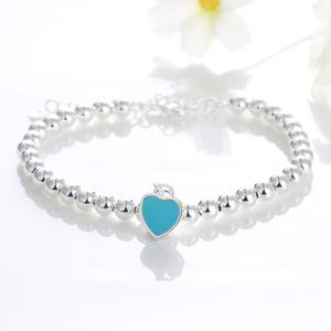 Mode-Humorcat Elegante Liebe Herz Anhänger 925 Silber Perlen Kette Armbänder Für Frauen Mädchen Zierlich Armband Femme Modeschmuck Geschenk