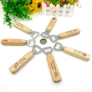 50PCS Apribottiglie in legno personalizzati Bomboniere Stampa personalizzata Nome Data Apri birra in legno Omaggi per feste in cucina