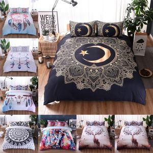 Перо Pattern Пододеяльник Mandala Boho Постельные принадлежности Обложка Слон Moose Pattern 2 / 3шт Bed Set (No Sheet Нет Заполнение)