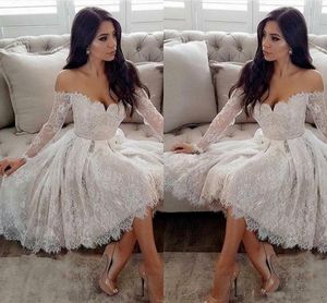 Long Sleeve Off the Shoulder Homecoming Dresses Lace Short Prom Dresses Special Occasion Dresses Custom Made