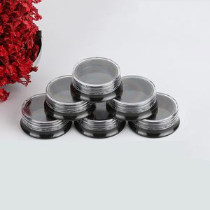1000pcs 3g Round Clear Screw Cap Lid with Black Base bottle empty Plastic Container Jars for Cosmetic Cream Pot Makeup Eye Shadow Nails Powder