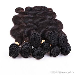 8А перуанский Body Wave Virgin Hair 4 Связки Бразильский Индийский малазийский человеческих волос переплетений для волос Dyeable Natural Color 100г пакет
