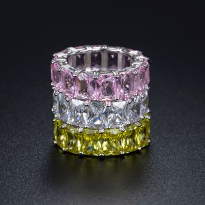 Fashion-cubico zircone pietra bianca anelli di oro di colore per monili delle donne di moda regalo di giorno anello di modo 925 Ring Sterling uomini di Silver WIHTE rosa