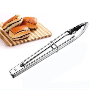 9 Inch Stainless Steel BBQ Tongs Tools Kitchen Foods Cake Bread Tong Lock Design Barbecue Clip Metal Clamp Clips Household DBC BH2623