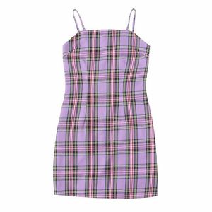 Fashion-Vintage Moda Party Eleganckie Spódnice Luksusowe Najnowsze Purpurowe Plaid Wzór Seksowne Suknie Dla Kobiet Work Casual 3 Rozmiar