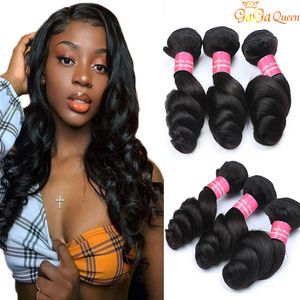 4 Bundles Brazilian Virgin Hair Loose Wave Dyeable 100% Unprocessed Human Hair Weaves 8-30inch Gagaqueen Hair