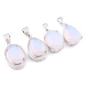 Luckyshine Fashion Exquisite Jewelry Teardrop Shaped White Moonstone Gems Silver Gorgeous Vintage Pendants Necklace Jewelry