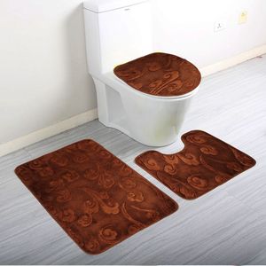 Atacado-3Pcs / Set Coral Macio Fleece Flow Flow Mat Mat Pedestal Mat Tapetes Lavável Piso Tapetes Tapetes Set Home Bathroom Porta Pad