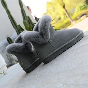 Snow boots Winter real Leather Women Australia Classic Ankle boots fur Black Grey brown Womens girl shoes Casual shoes big size 35-42