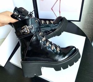 Martin shoes cool motorcycle boot Lace up with zipper boot Thick soles are waterproof and breathable black white