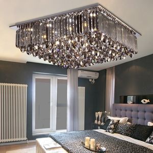 Luzes do teto Moda Pingente de cristal quadrado LED Mordern Creative Chandeliers Iluminação Lâmpada Interior Dimmable