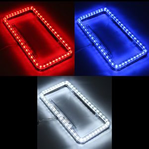 Universal Blue White Red Car 54LED Lighting Acrylic Plastic License Plate Cover Frame246q