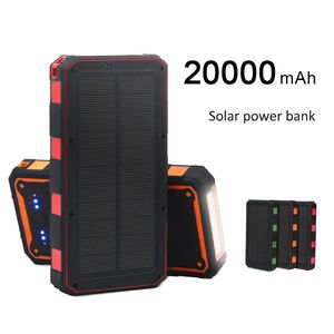 Tragbare Solar-Powerbank mit 20.000 mAh, hoher Kapazität, Telefon, Camping, zwei Schnellladeanschlüssen, Taschenlampe für Outdoor-Aktivitäten