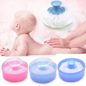 Bärbar pulverpufflåda Body Baby Face Talcum Powder Puff Sponge Infant Puff Box Container Case