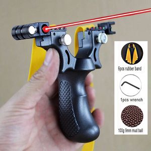New Laser Aiming Slingshot Set Outdoor Hunting Catapult with Flat Rubber Band Outdoor High Precision Shooting
