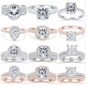 33 stil varm försäljning klassisk mode smycken 100% soild 925 sterling silver vit topaz cz diamant ädelstenar kvinnor bröllop ring aldrig blekna