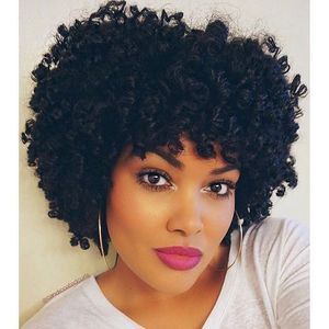 A beleza do cabelo brasileiro brasileiro afro afro curto corte kinky encaracolado peruca simulação cabelo humano kinky curly peruca