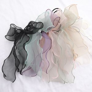 Kadınlar Kız Elastik hairbands Scrunchies Organze Uzun Bow Çıtası Aksesuarları Saç Halat Süper Peri at kuyruğu Tutucu Saç Kravatlar M1466