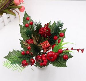 Подражая Berry Bundle с зелеными листьями и красными фруктами Домашнее украшение Diy Photo Set Y51