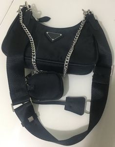 Luxo 2pcs/set women ombro saco de ombro impermeabilizada nylon pacote de t￳rax pacote lady totas bolas bolsas de bolsa presbit￳pica Messenger crossbody bolsa