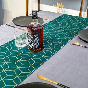 Velvet bronzing bord löpare guld geometri tryckt bord sjunker säng sjunker bordsduk placemat hotell hem topp klass bord dekoration dbc bh3321