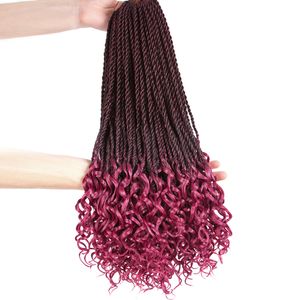 18-Zoll-Halblockenhaar Marley Twist Bob Senegalese Twist Crochet Ombre Flechten Lockiges Haarende Synthetische Haarverlängerungen Häkeln Bariden