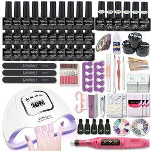 Conjunto de manicure para kit de unhas com 80W / 120W / 54W Lâmpada UV 3010 Cor Gel Gel Set Prego Broca Kit Extensão