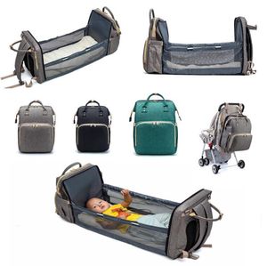 2021 Neues Reise -Rucksack tragbares faltbare Mama -Tasche Multifunktions großen Kapazität Mutter Baby Windel Rucksack mit Schlafbeutelbeutel