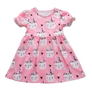 Dziewczynek Wielkanoc Królik Drukuj Dress Dzieci Bunny Princess Dresses 2019 Moda Lato Moda Boutique Dzieci Odzież C6090