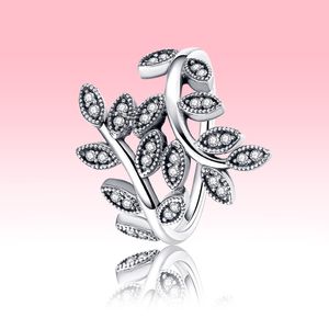 Shining CZ Diamond Leaf Pierścień Kobiety Dziewczyny Prezent Biżuteria z oryginalnym pudełkiem dla Pandora 925 Sterling Silver Pierścienie Ustaw wysoką jakość