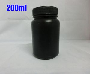 100 adet 200 ml Plastik Siyah Renk HDPE Yuvarlak Şişe, Örnek Depolama, Alt şişe, Geniş Ağız Toz Konteyner