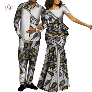 Africa Style Couples Clothing for Sweet Lovers 2019 Bazin Long Women Dress & Mens Sets Dashiki Plus Size Wedding Clothing WYQ268