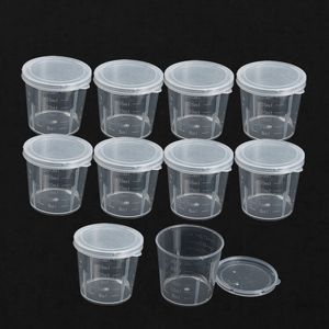 Partihandel - KICUTE 10PCS 30ml Plastexamen Laboratorieflaskor Lab Test Mätbehållare koppar med keps plast flytande mätkoppar