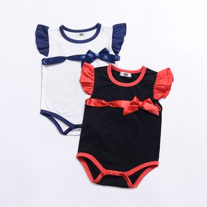 Baby Girls Bow Romper Ins Infant Latający Rękaw Rękawy 2019 Moda Lato Moda Boutique Dzieci Wspinaczka C5823