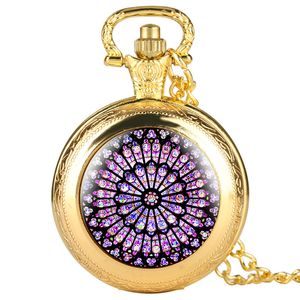 The Notre Dame De Paris Cathedral Display Watches Antique Quartz Pocket Watch Necklace Chain Clock Souvenir Gifts for Men Women277z