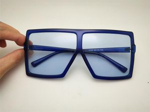 2021 Hot Big Flat Top Designer Occhiali da sole da donna quadrati in plastica per lenti di lusso Occhiali da sole colorati blu Cornice Donna Uomo Ombra oversize Viem