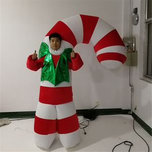 wholesale 2.5m High Outdoor Christmas Inflatable Candy Costume For Shopping Mall Exterior Wall Suspension Christmas Decoration