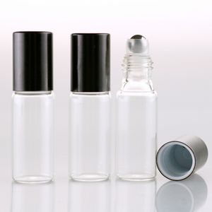 5ml Transparent Glass Roll On Bottles with Metal Roller Ball for Essential Oil, Aromatherapy, Perfumes and Lip Balms WB2022