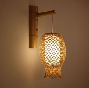 Kreativ bambu vägg sconce kinesisk stil lykta lampa gången trappa foajé dörrväg korridor café pastoral handgjorda vägglampor myy