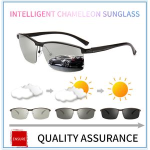 Luxary-aluminium magnesium ram photochromic solglasögon kameleon polariserade solglasögon män hela dagen ändra färg för snö ljus nyanser