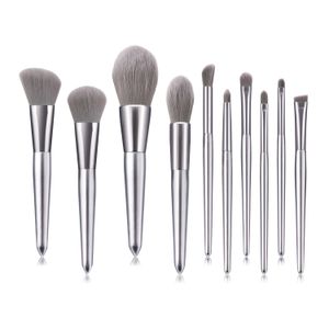 Premium 10pcs Makeup Brushes Set för lös Pulver Eye Shadow Blush Cosmetics Pro Make Up Verktyg Trähandtag Soft Nylon Hair DHL Gratis