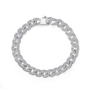 Hip Hop Vintage Fashion Jewelry 18K Real White Gold Fill White Clear 5A Cubic Zirconia Party Popular Women Bracelet For Men Gift