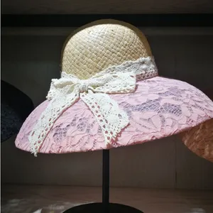 Nowy miękki koronkowy kapelusz duży szeroki brzeg słoneczny Kobiet Kentucky Derby Church Party Wedding Beach Hat