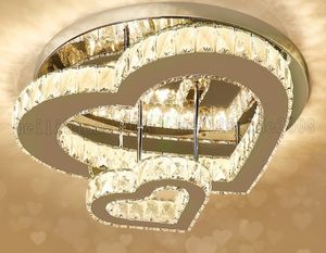 Dia 55cm Love Double heart-shaped Crystal Ceiling Lights Modern Simple LED Romantic Bedroom Lamps Wedding Room Warm Top-grade Lighting