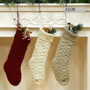 Twist Knitted Christmas Stockings Winter Gift Bag Decoration Christmas Thick Sweater Christmas Stocking Accessories for Home Decoration