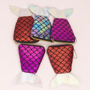 Sjöjungfru svansmynt handväska tecknad söt fiskform svans plånbok 3 färger barn väskor c6526