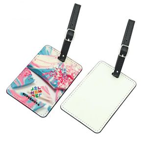 10pcs Bag Part Sublimation Blank PU Luggage Tag Suitcase Tag Travel Random Color size 10.1*7.1cm