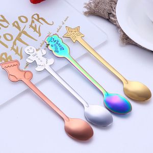 4 Pieces Stainless Steel Children's Spoon Kids Spoon Set Baby Hairpin Spoons Ice Cream Coffee Christmas Tableware Feature of product: